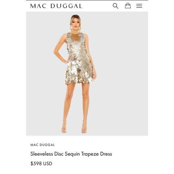 Mac Duggal Sequined Short Homecoming Dress Sleeveless Silver Size 2 NWT - Picture 4 of 12